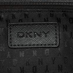 DKNY Black Saffiano Leather Flap Wallet on Chain