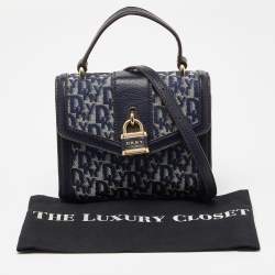 DKNY Blue Signature Canvas and Leather Top Handle Bag