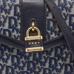 DKNY Blue Signature Canvas and Leather Top Handle Bag