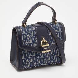 DKNY Blue Signature Canvas and Leather Top Handle Bag