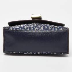 DKNY Blue Signature Canvas and Leather Top Handle Bag