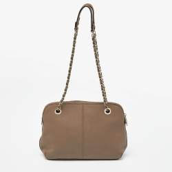 DKNY Beige Leather Bryant Dome Crossbody Bag