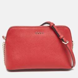 DKNY Red Leather Bryant Dome Crossbody Bag