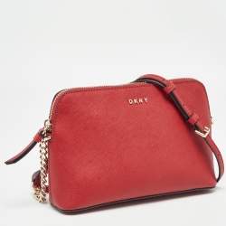 DKNY Red Leather Bryant Dome Crossbody Bag