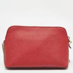 DKNY Red Leather Bryant Dome Crossbody Bag