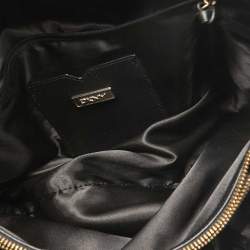 Pre Owned Dkny Black Monogram Canvas and Leather Flap Tote