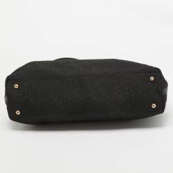 Pre Owned Dkny Black Monogram Canvas and Leather Flap Tote