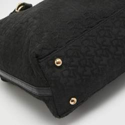 Pre Owned Dkny Black Monogram Canvas and Leather Flap Tote
