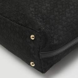 Pre Owned Dkny Black Monogram Canvas and Leather Flap Tote