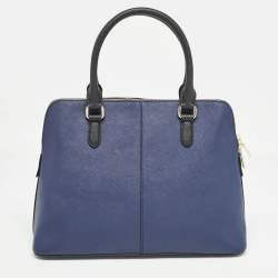 مملوكة مسبقًا DKNY Dark Blue/Black Leather Dome Satchel