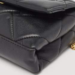 Dkny Black Quilted Leather Willow Chain Clutch