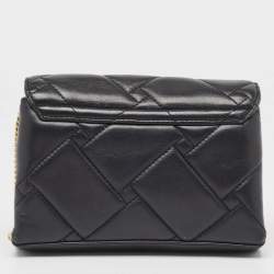 Dkny Black Quilted Leather Willow Chain Clutch