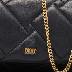 Dkny Black Quilted Leather Willow Chain Clutch