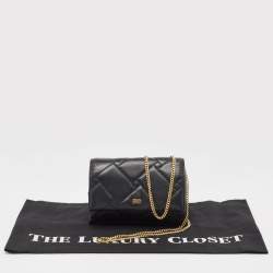 Dkny Black Quilted Leather Willow Chain Clutch