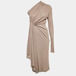 Dodo Bar Or Beige Rib Knit Asymmetric Midi Dress M