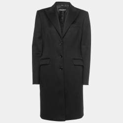 Dolce & Gabbana Black Wool Blend Single Breasted Mid Length Coat M