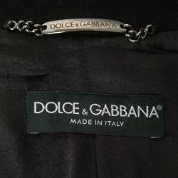 Dolce & Gabbana Black Wool Blend Single Breasted Mid Length Coat M