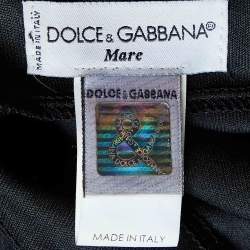 Dolce & Gabbana Mare Black Jersey Tie Detail Skirt XL