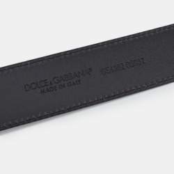 Pre Owned Dolce & Gabbana Black/Beige Leopard Print Coated Canvas DG Logo Belt 