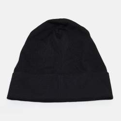 Pre Owned Dolce & Gabbana Black Logo Intarsia Wool Beanie One Size