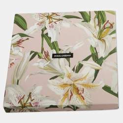 Pre Owned Dolce & Gabbana Pink Lily Print Silk Scarf