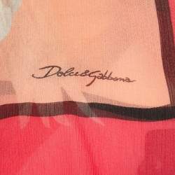 Pre Owned Dolce & Gabbana Pink Lily Print Silk Scarf