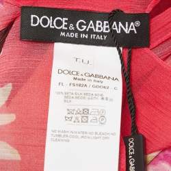 Pre Owned Dolce & Gabbana Pink Lily Print Silk Scarf