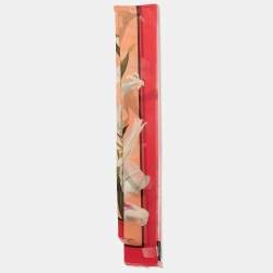 Pre Owned Dolce & Gabbana Pink Lily Print Silk Scarf