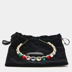 Dolce & Gabbana Crystal Embellished Gold Tone Headband