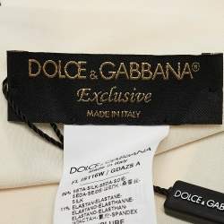 Pre Owned Dolce & Gabbana White Floral Print Stretch Silk Hijab Scarf