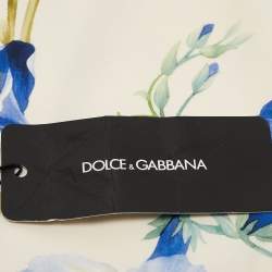 Pre Owned Dolce & Gabbana White Floral Print Stretch Silk Hijab Scarf