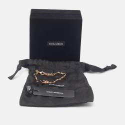 Pre Owned Dolce & Gabbana DG Logo Gold  Tone Bracelet