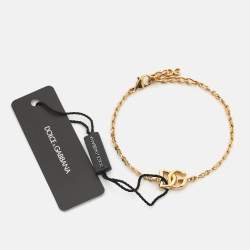 Pre Owned Dolce & Gabbana DG Logo Gold  Tone Bracelet