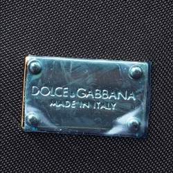 Pre Owned Dolce & Gabbana Black Patent Leather DG Crystal Embellished Key Chain Purse