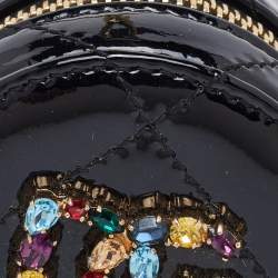 Pre Owned Dolce & Gabbana Black Patent Leather DG Crystal Embellished Key Chain Purse