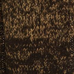 Dolce & Gabbana Brown Crochet Wool Fringed Scarf