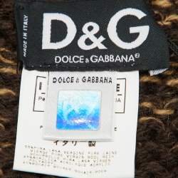 Dolce & Gabbana Brown Crochet Wool Fringed Scarf