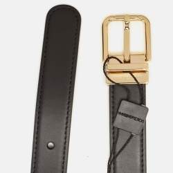Dolce & Gabbana Black Leather Buckle Belt 80 CM