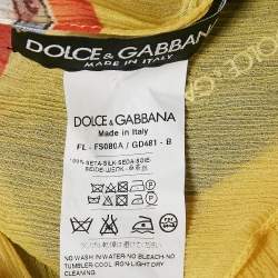 مملوكة مسبقًا Dolce & Gabbana Yellow/Blue Majolica Print Crinkle Silk Stole