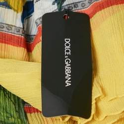 مملوكة مسبقًا Dolce & Gabbana Yellow/Blue Majolica Print Crinkle Silk Stole