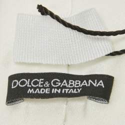 Pre Owned Dolce & Gabbana White Satin Slim Tie 
