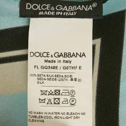 Dolce & Gabbana Blue Perfume Print Silk Square Scarf 