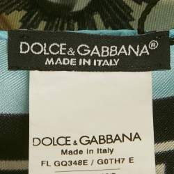 Dolce & Gabbana Blue Perfume Print Silk Square Scarf 