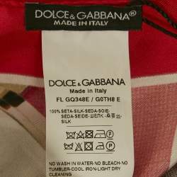 Pre Owned Dolce & Gabbana Red Make-Up Print Silk Scarf 