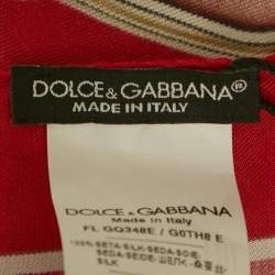 Pre Owned Dolce & Gabbana Red Make-Up Print Silk Scarf 