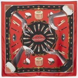 Dolce & Gabbana Red Make-Up Print Silk Scarf 