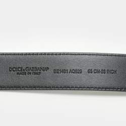Pre Owned Dolce & Gabbana Black Leather Crystal Embellished Logo Belt 65CM