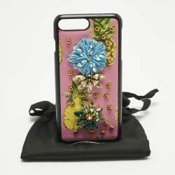 Pre Owned Dolce & Gabbana Multicolor Fruit Print Leather Crystal Embellished iPhone 7 Plus Case