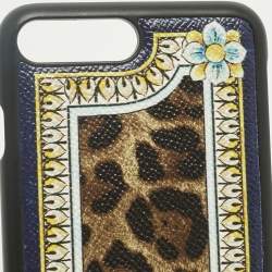 Pre Owned Dolce & Gabbana Multicolor Leopard and Floral Print Coated Canvas iPhone 7 Case