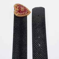 Pre Owned حزام دولتشي آند غابانا جلد ثعبان أسود مع مشبك ديفوشن 85 سم